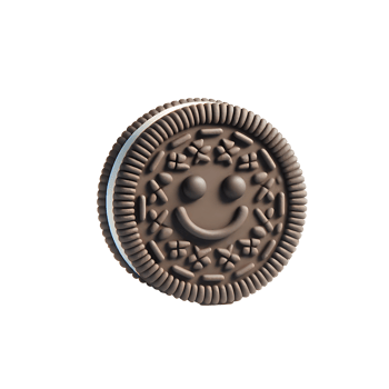 3D Rendered Brown Cookie with Smiley Face and Intricate Patterns png