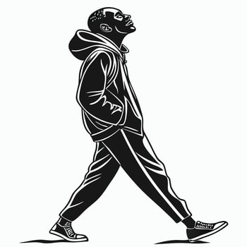 Man In Hoodie Walking Upwards Silhouette vector