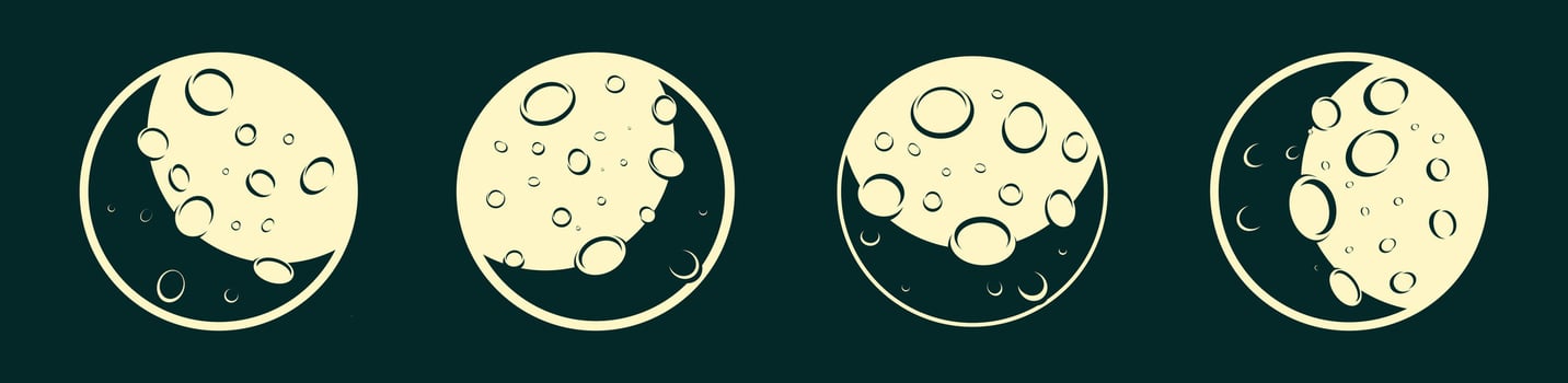 beautiful moon silhouette yellow dark blue detail flat full moon vector