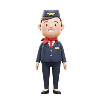 Cartoon Stewardess Figure, Uniformed, Red Scarf, Aviation png