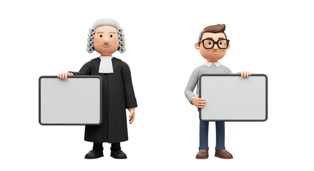 Professions Holding Blank Signs Judge and Programmer 3D Render png