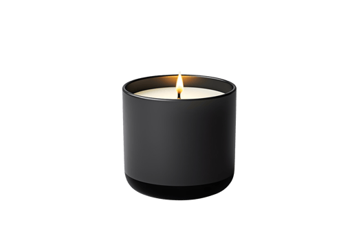 Black glass candle isolated on transparent background png