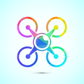 Drone icon design. Drone Quadro copter sign symbol in low poly style vector