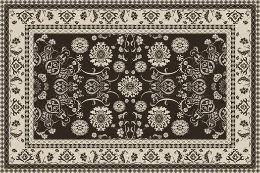Vintage background with ornamental border. Template for carpet, shawl, shawl. vector