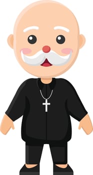 a cartoon bald man with a mustache and a cross vector