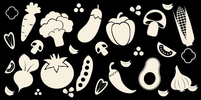 Vegetables icons collection. vector