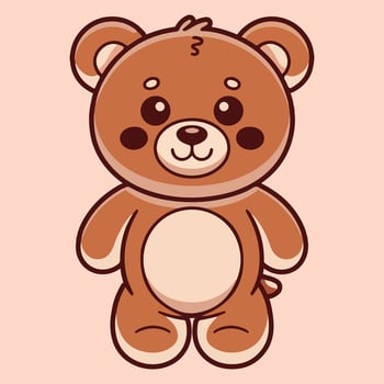 Adorable Kawaii Teddy Bear Illustration Cute Cartoon Animal Design. vector