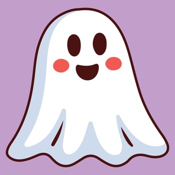 Cute Cartoon Ghost Clipart Kawaii Halloween Character Illustration. vector