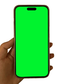 Hand holding phone green screen png