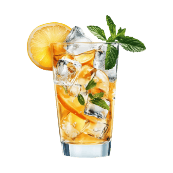 Orange lemon fresh lemonade with ice in a glass. Carbonated drink, fruit drink, cold summer soft drink png