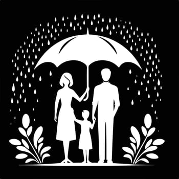 Family Life Scene Artistic Silhouette vector