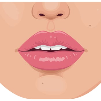Close-up of luscious lips with soft pink gloss in minimal art vector