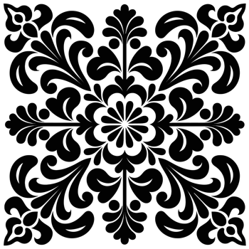 A bold black design features a symmetrical floral pattern that radiates from the center cutouts png