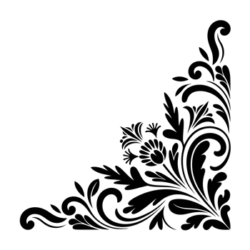 A decorative black flourish with floral elements fills the corner cutouts png