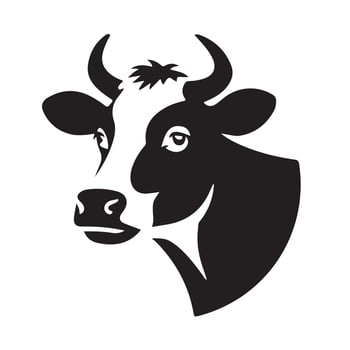 Black and white cow head graphic design. vector