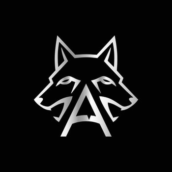 a wolf logo on a black background vector