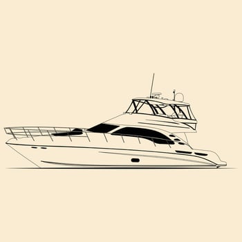 Fishing Boat Illustration ship Line Art Boat One Color vector