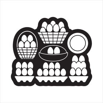 Beautiful Egg Basket Images silhouette black vector