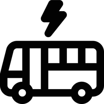 Electric Bus, Electric Vehicle, Transportation Outline Icon vector