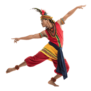 Vibrant male lisut tribal dancer in traditional attire cultural festival portrait studio dynamic movement png