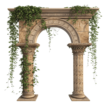 beautiful stone pillar arch adorned with lush green vines creates stunning focal point in any garden or outdoor space png
