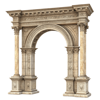 beautifully crafted pillar archway showcases intricate carvings and classical design elements, evoking sense of grandeur and elegance png