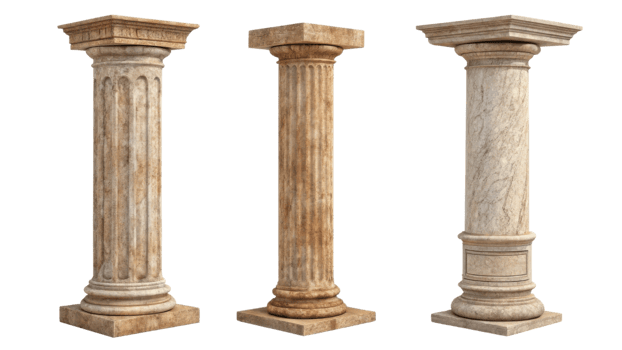 Elegant marble pillars showcase intricate designs and textures, enhancing any architectural space with timeless beauty and strength png
