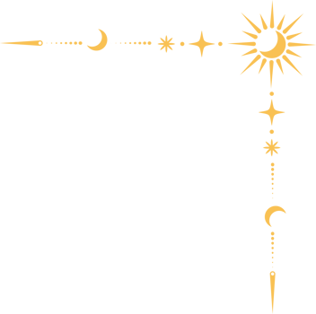Mystic celestial border. Golden moon and stars ornament. Astrologic frame with spiritual elements. Dividers and fantasy corner with pattern of esoteric astral decorations. png