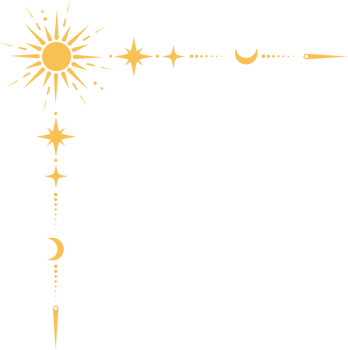 Mystic celestial border with golden moon and stars ornament. Astrologic magic frame with spiritual elements. Dividers and fantasy corner with pattern of esoteric astral decorations. png