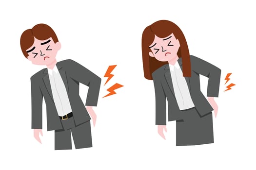 Man and woman office syndrome. Health concept. Illustration and character design vector