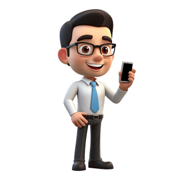 Cartoon businessman holding a smart phone png
