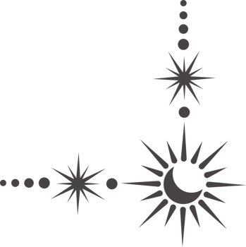 Mystic celestial border with moon and stars ornament. Astrologic frame with spiritual elements. Divider and fantasy corner with pattern of esoteric astral decorations. png