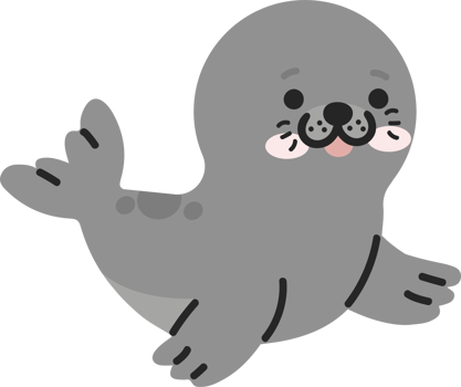 Cute seal animal doodle png