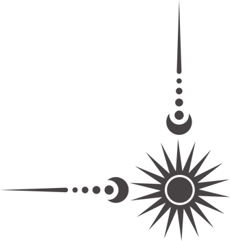 Mystic celestial border with star ornament. Astrologic frame with spiritual elements. Divider and fantasy corner with pattern of esoteric astral decorations. png