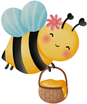 Cute Bee Carrying Honey Basket png