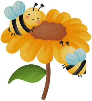 Happy Bees on Sunflower png