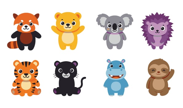 Appealing animal characters illustration ideal for creative merchandise vector