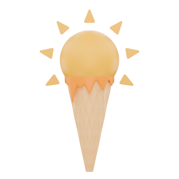 3D Sun-Shaped Ice Cream Icon Representing Summer Vacations and Sweet Treats png
