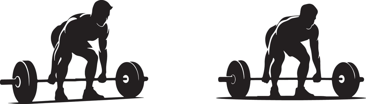 Weightlifting Bodybuilder Lifting Barbell Silhouette Illustration Exercise Fitness Gym vector