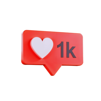 Stylized Social Media Notification with 1K Likes Symbol png