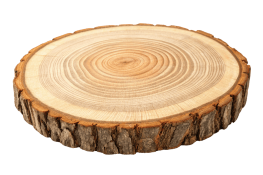 Natural wood slice, round shape, rustic texture, tree rings, organic material, home decor png