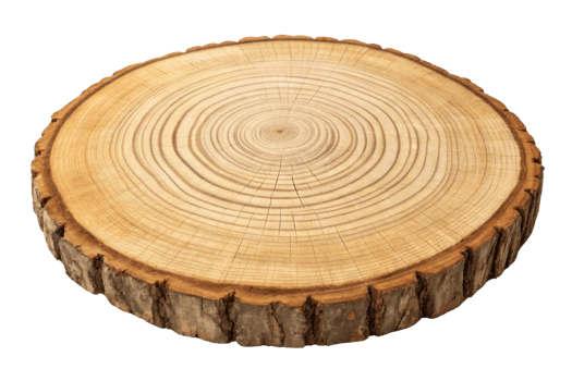 Natural wood slice, round shape, tree trunk, rustic decor, wooden surface, organic material, perfect for crafts png