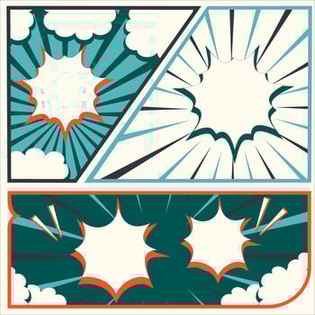comic book style speech bubbles with sun and clouds vector
