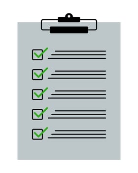 Minimalist checklist icon on clipboard with green ticks. Task completion, planning, productivity, organization, and to-do list concept for business, office, or education visuals. vector