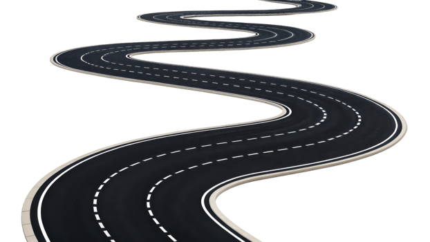 winding road with smooth surface and dashed lane markings creates sense of adventure and journey png