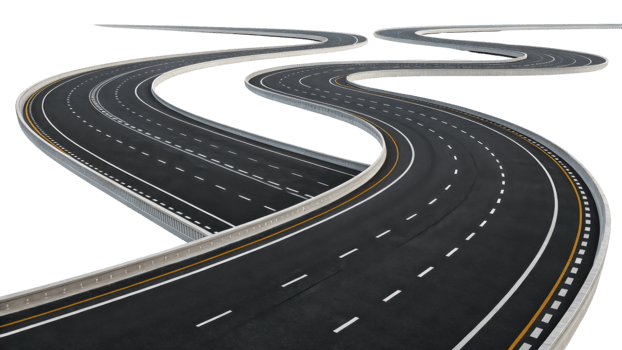 winding road with smooth curves and clear markings, creating sense of journey and adventure png