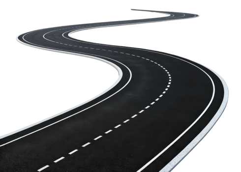 winding road with smooth asphalt surface and white lane markings, creating sense of journey and adventure png