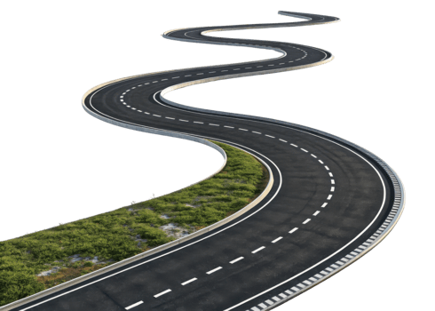 winding road with green grass on side, creating scenic view for travelers png