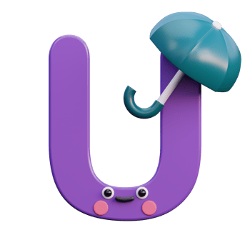 a purple letter u with an umbrella on it png