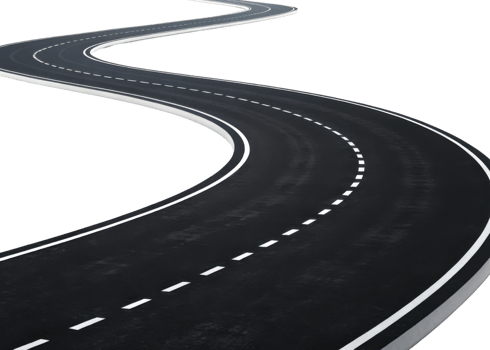 Curved road with white markings on transparency background, symbolizing freedom and adventure png